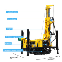 Pneumatic crawler rig Hydraulic Winch matched compressor water borehole drilling machine